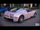 Pink Bugatti Veyron - Arrival, Convoy and Drag Races