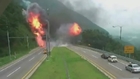 CCTV captures LPG fueled car exploding on the side of a motorway