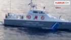 Huge Turkish Coast Guard boat is playing with poor Helenic gayreek boat
